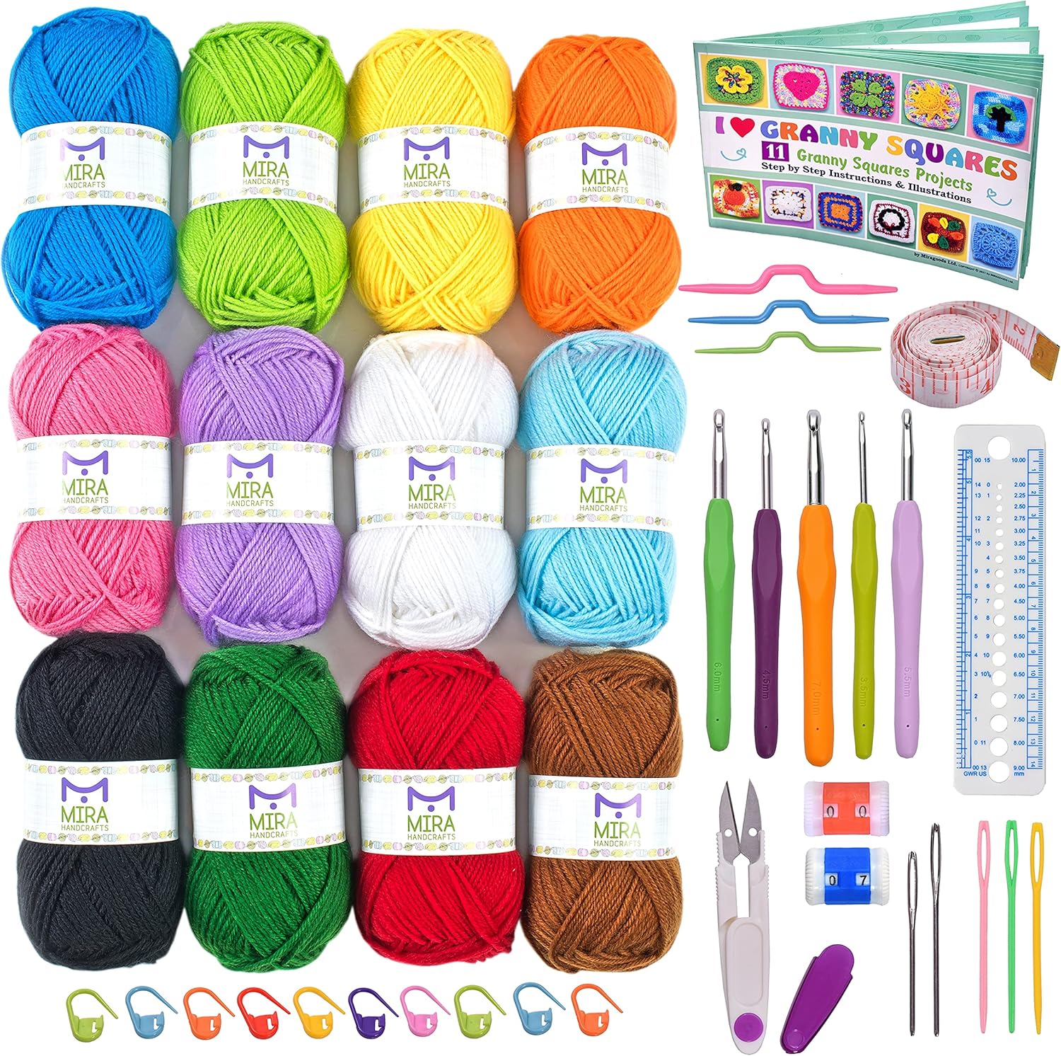 Acrylic Yarn Skeins Large 1.76 Ounce(50g) Each 12