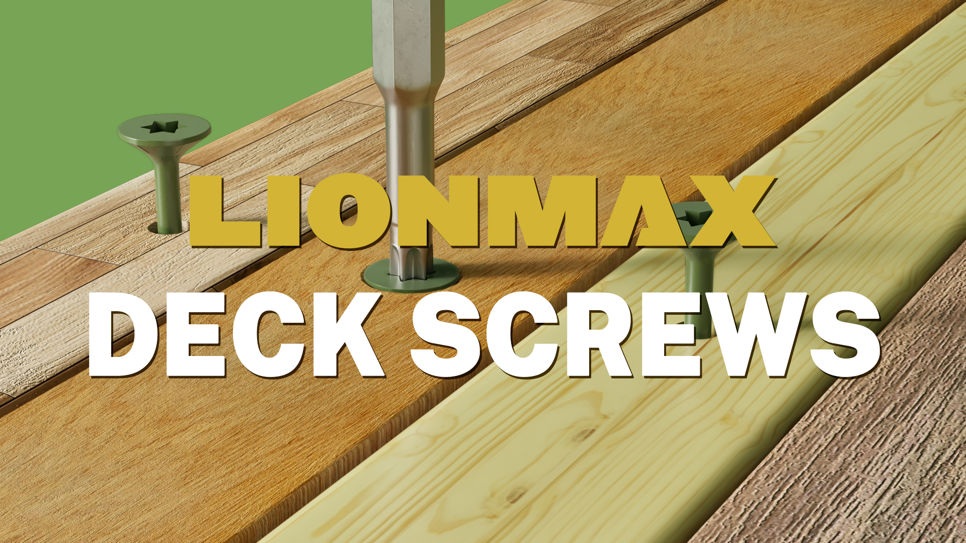 Image of LIONMAX Deck Screws 4 Inch, Wood Screws #10 x 4, 300 PCS, Rust Resistant, Exterior Epoxy Coated, Outdoor Decking Screws, Torx /Star Drive Head Screw, T25 Star Bit Included, Green