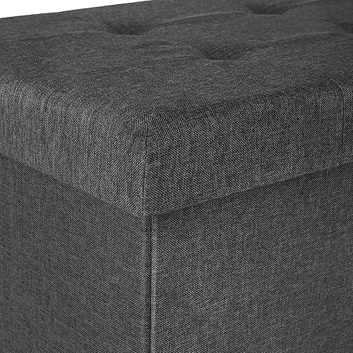 Miniatura 28 de Seville Classics Reposapiés otomano de tela acolchada, asiento acolchado para dormitorio, dormitorio, loft, sala de estar, entrada, pasillo, Azul