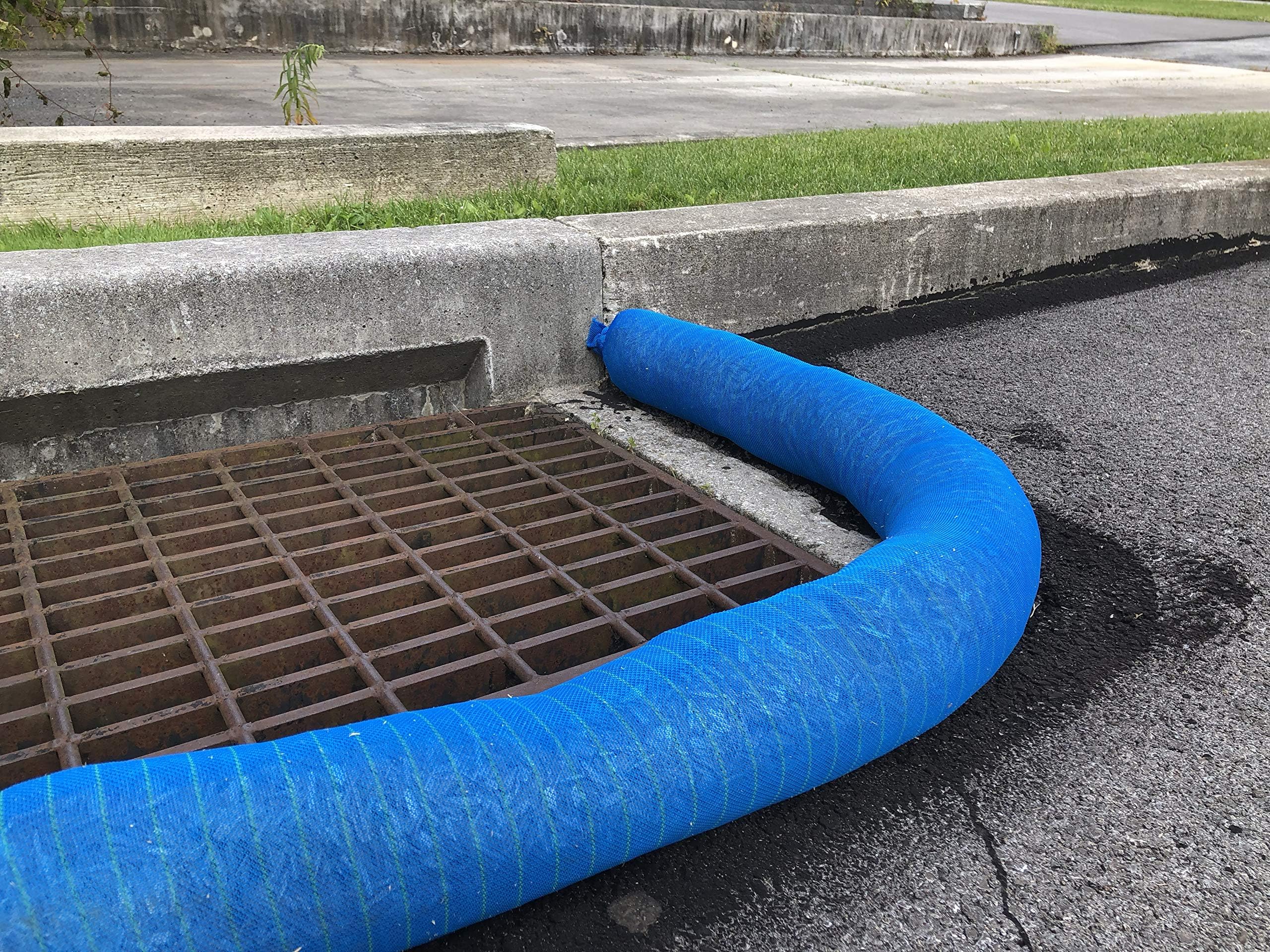 New Pig Corporation Inlet Protection Sediment Filter Sock by | Protect Drain inlets | Ideal Solution to Filter Runoff Water Around a Storm Drain Drop or Curb Inlet | Blue 5'