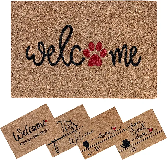 Paillasson Chien Coco Antidérapant 60x40cm - Tapis Entrée Intérieur/Extérieur