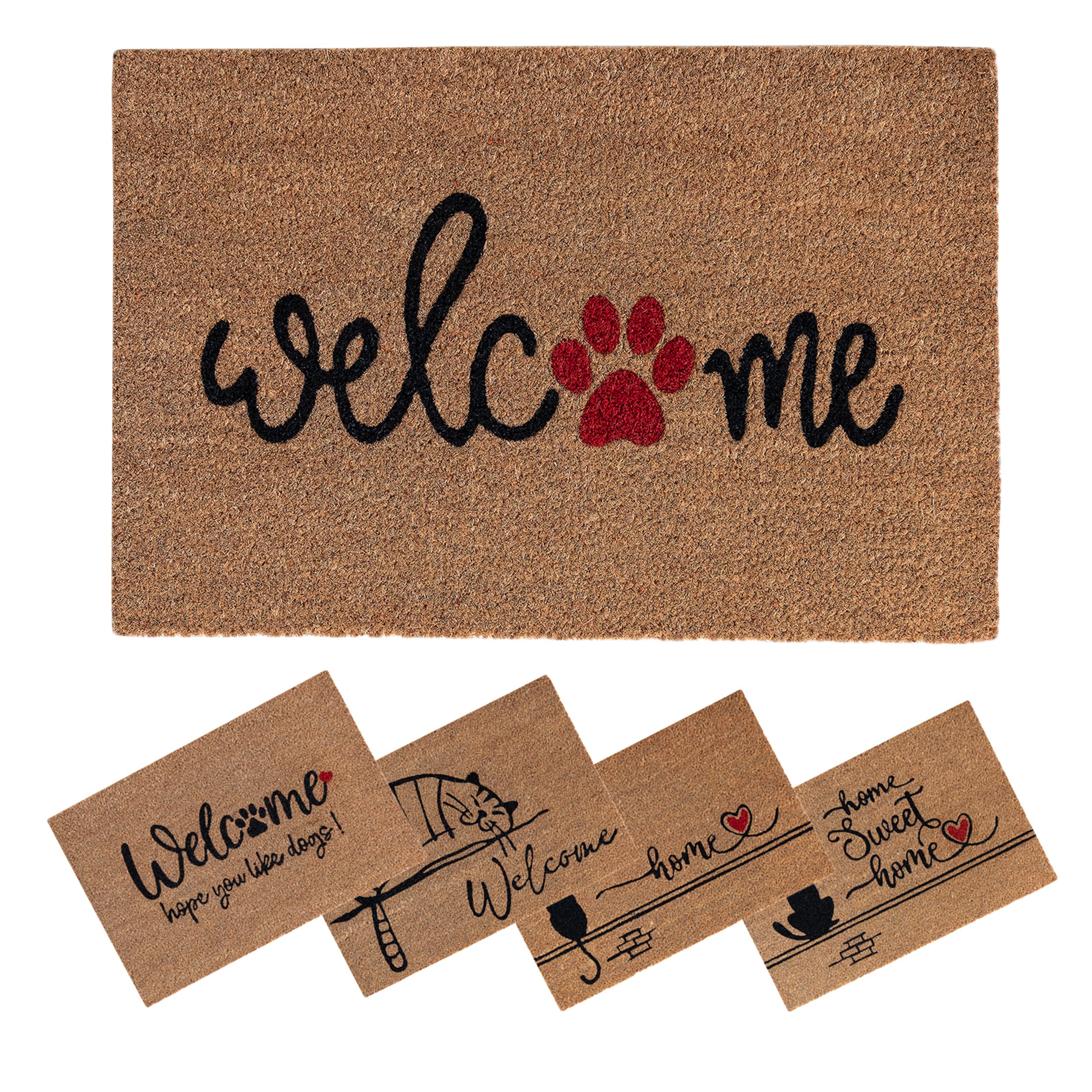 SPOTTED DOG GIFT COMPANY Felpudo de Coco, Felpudo Entrada Casa Antideslizante, Felpudo de Bienvenida Natural para Interior y Exterior, 60 x 40 cm - Pata