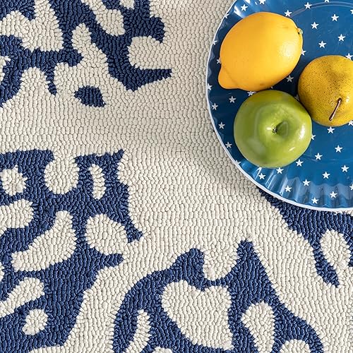 Miniatura 9 de nuLOOM Alfombra marina de pasillo para interiores y exteriores, 2 pies 6 pulgadas x 6 pies, azul marino