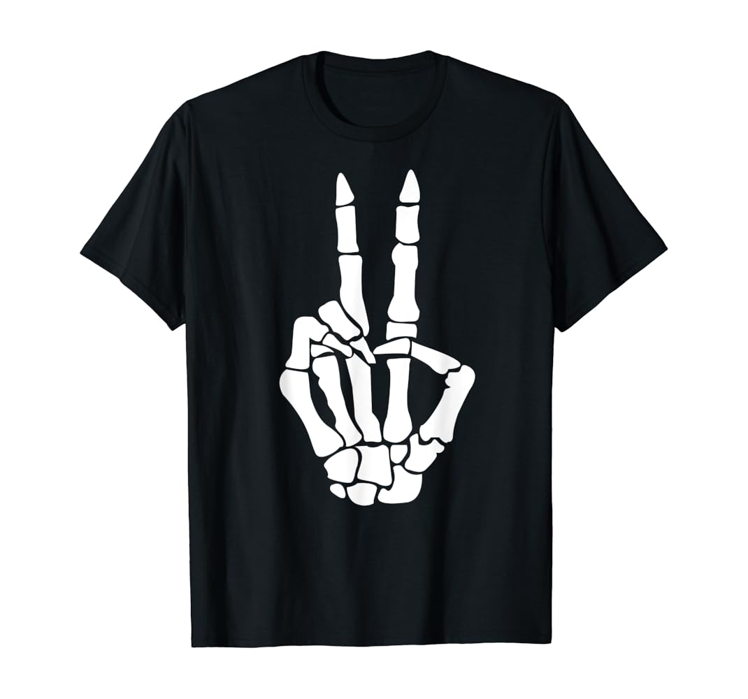 Skeleton peace sign shirt Clearance