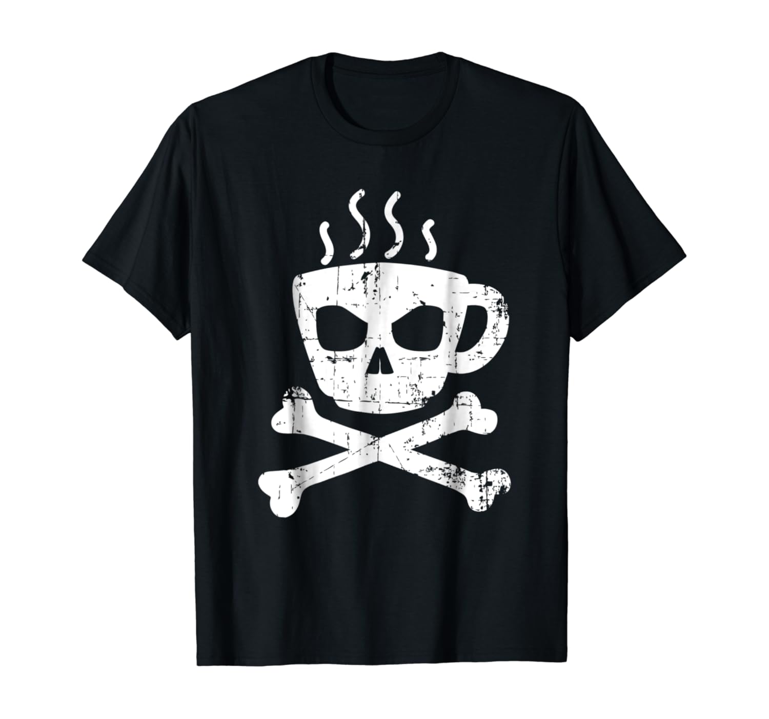 Vintage retro Coffee Mug Skull designer T-Shirt