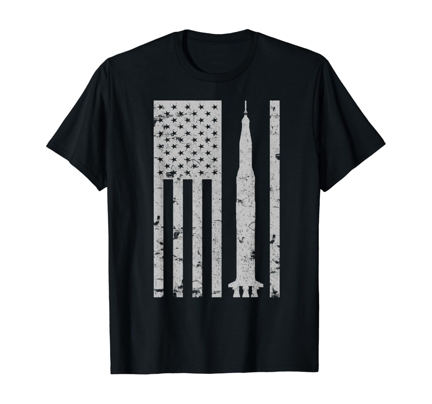 Apollo 11 Saturn V Rocket Vintage Flag Space Astronomy Tee