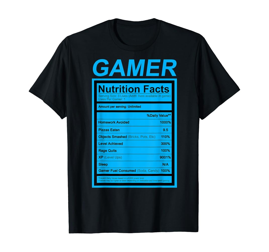 Gamer nutrition facts shirt Outlet