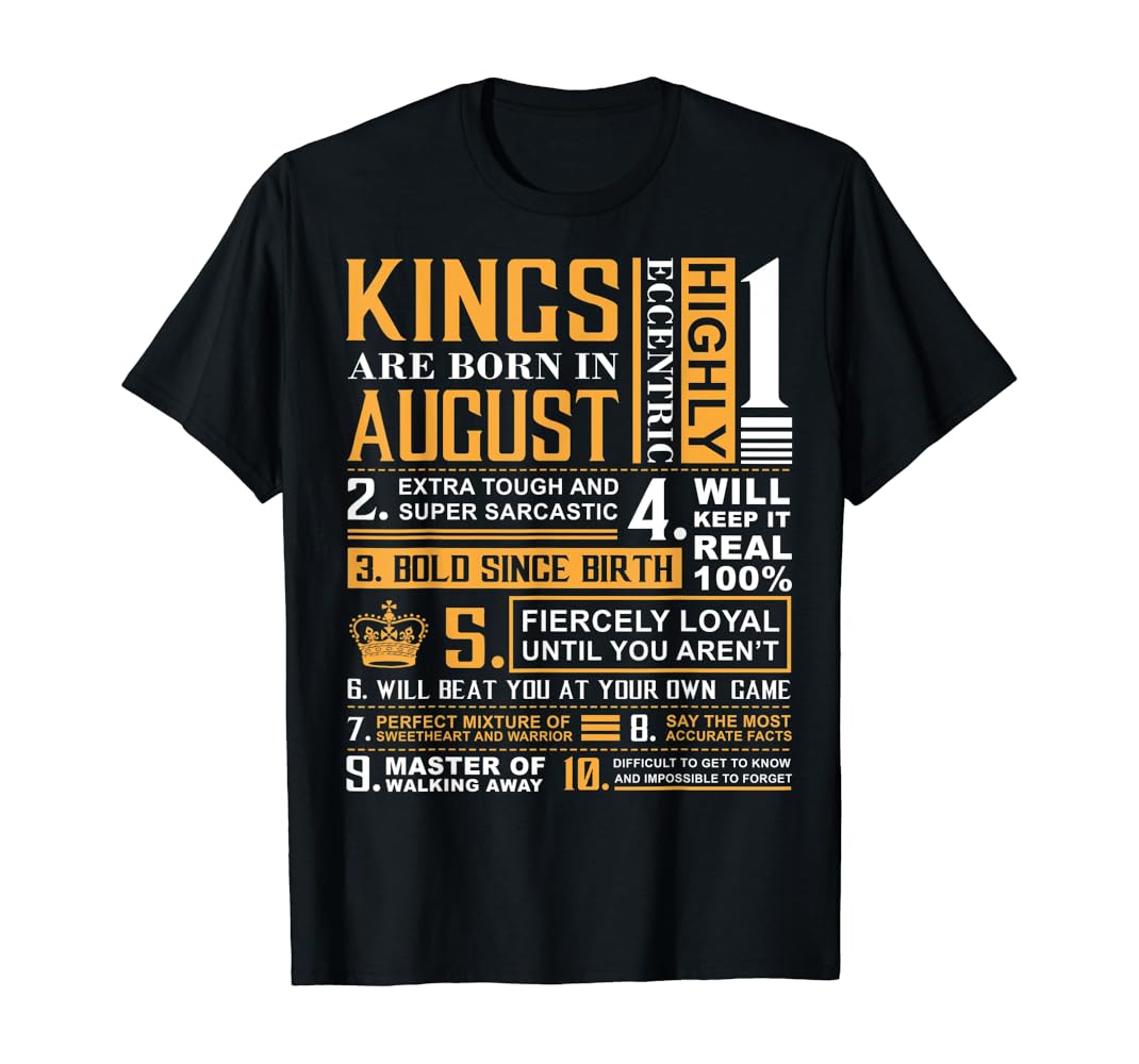 Born in august t shirt Clearance