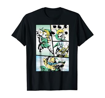 Amazon Com Nintendo Zelda Link Manga Comic Panels Graphic T Shirt Clothing