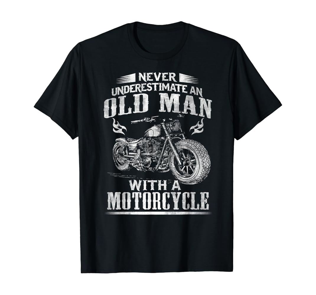 Old man motorcycle t shirt Clearance
