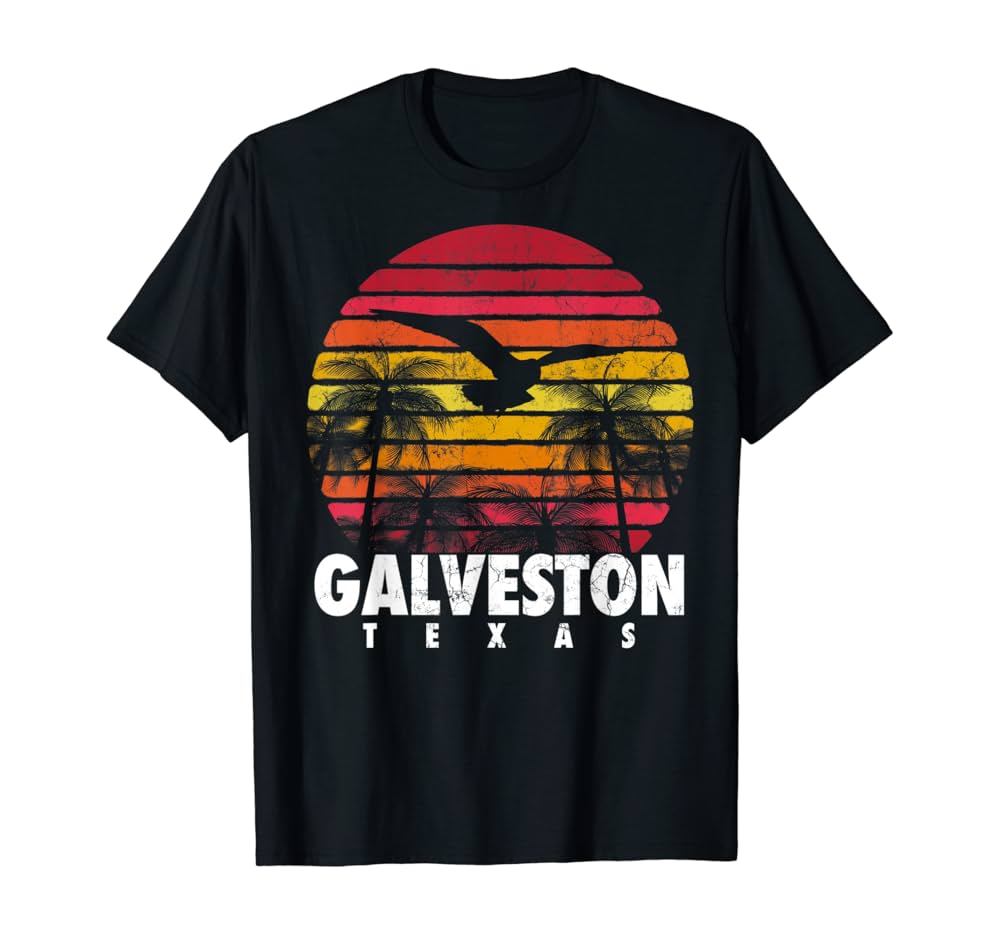 Amazon.com: Galveston Tx Texas Vintage Retro Sunset 70'S 80'S Style Gift  T-Shirt : Clothing, Shoes & Jewelry