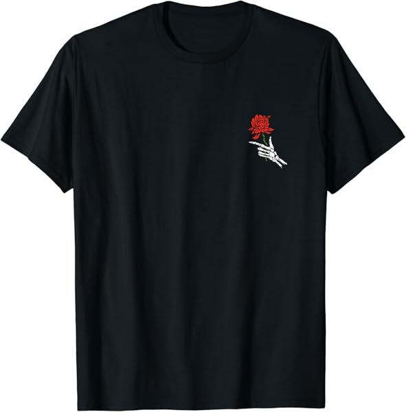 Skeleton Hand Holding A Red Rose T-Shirt