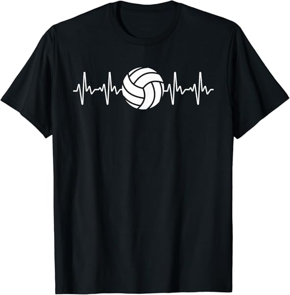 Cool Volleyball Heartbeat Design Men Women Volleyball Coach T-Shirt