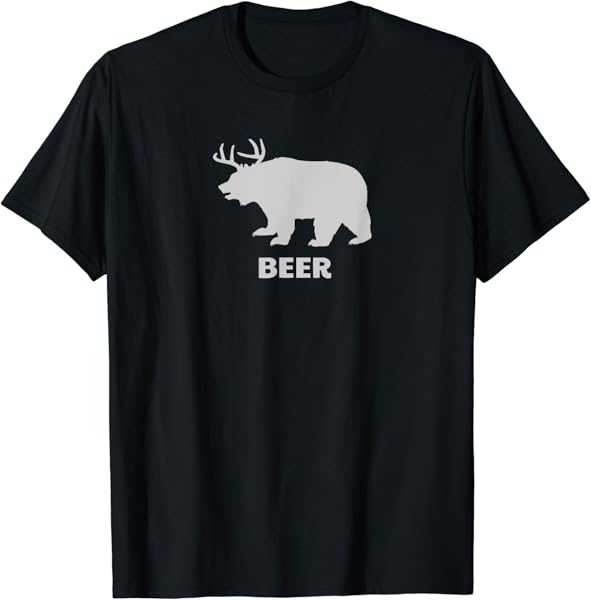 Deer Antlers + Grizzly Bear = Beer, Funny Hunting Drinking T-Shirt