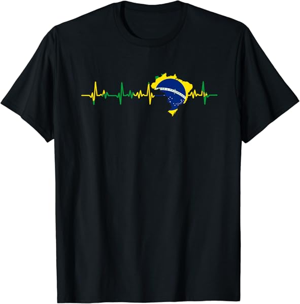 Brazil Flag Gift Heartbeat T-Shirt