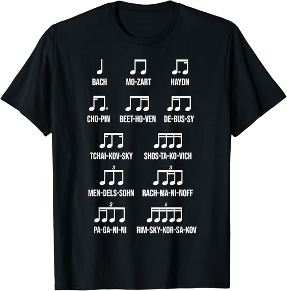 Composer Rhythm Music Gift Bach Mozart Beethoven Chopin T-Shirt
