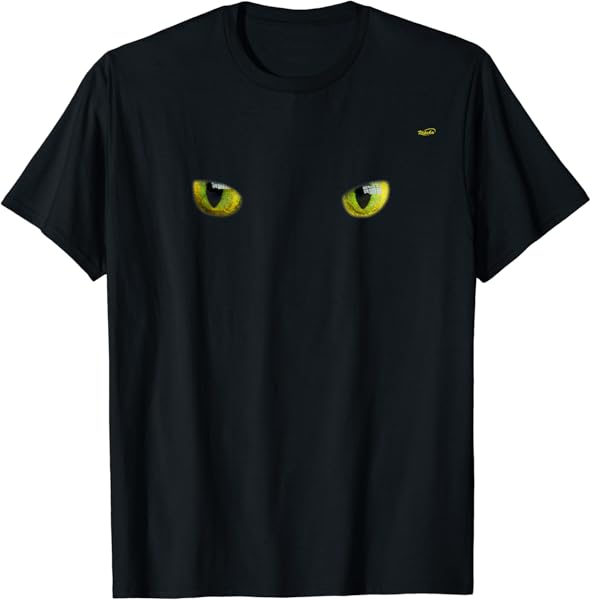 Cool Halloween cat face/eyes yellow on black shirt T-Shirt