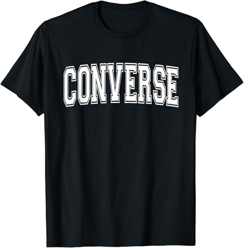 CONVERSE TX TEXAS USA - Camiseta deportiva vintage estilo Varsity, Negro, S