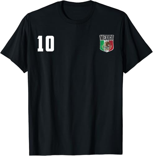 Mexico National Team # 10Retro Soccer Futbol T Shirt, mujer S, Rojo