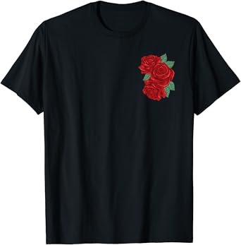 Amazon Com Red Rose Pocket Design Floral Print Bouquet For Men Women T Shirt Clothing Shoes Jewelry