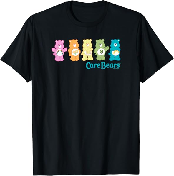Care Bears Classic Vintage Rainbow Bears Line Up Logo T-Shirt