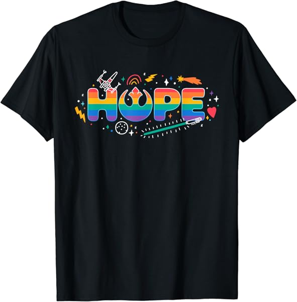 Star Wars Pride Hope Rainbow Rebel Symbol Galactic Doodles T-Shirt