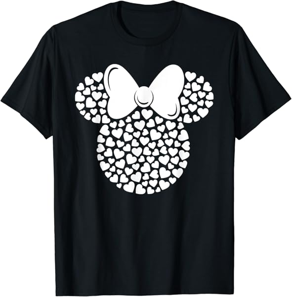 Disney Minnie Mouse Icon Filled with White Hearts T-Shirt