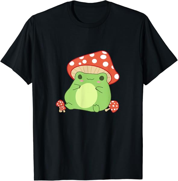 Cottagecore Frog Aesthetic Cute Frog With Mushroom Hat T-Shirt