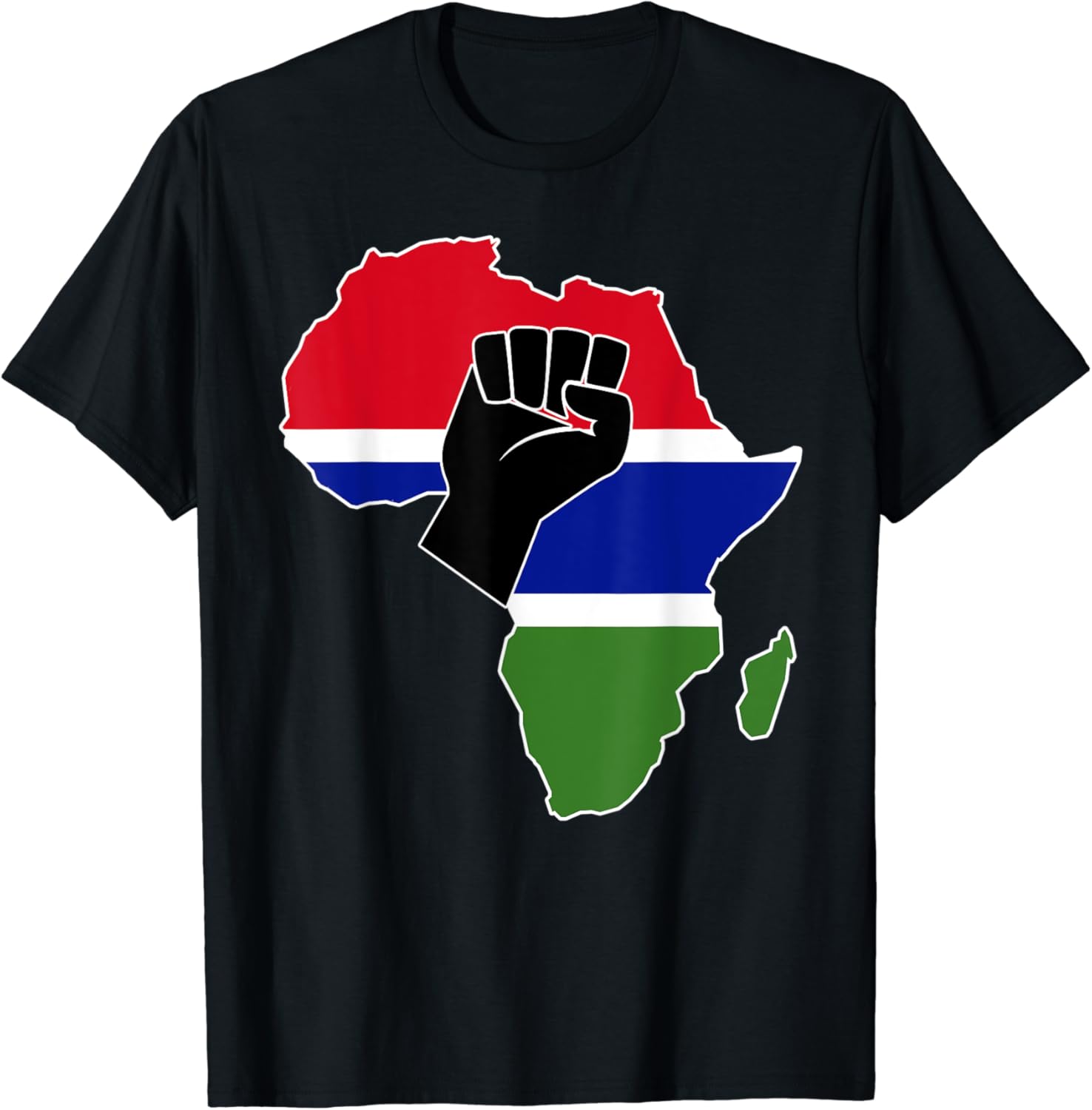 Gambia Flag In Africa Map Raised Fist Love Gambia T-Shirt : Amazon.co