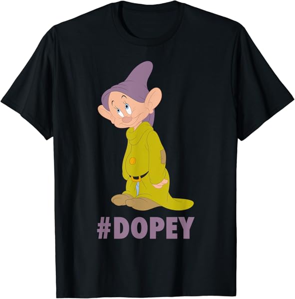 Disney Snow White Dopey Hashtag Portrait T-Shirt