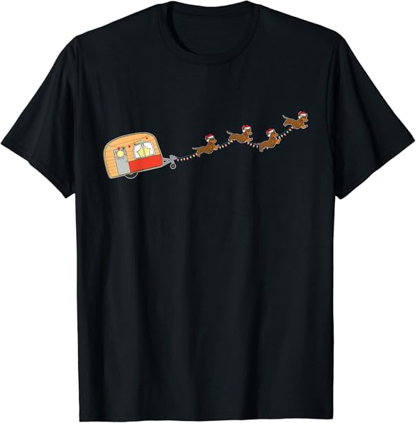 Camper Van Christmas Dachshund Sleigh Doxie Dog X-mas Pajama T-Shirt