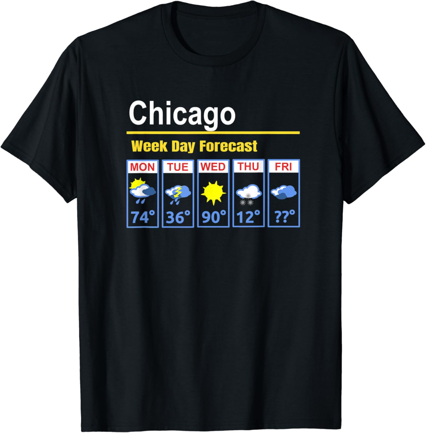 Amazon Com Chicago Erratic 5 Day Weather Forecast T Shirt Clothing