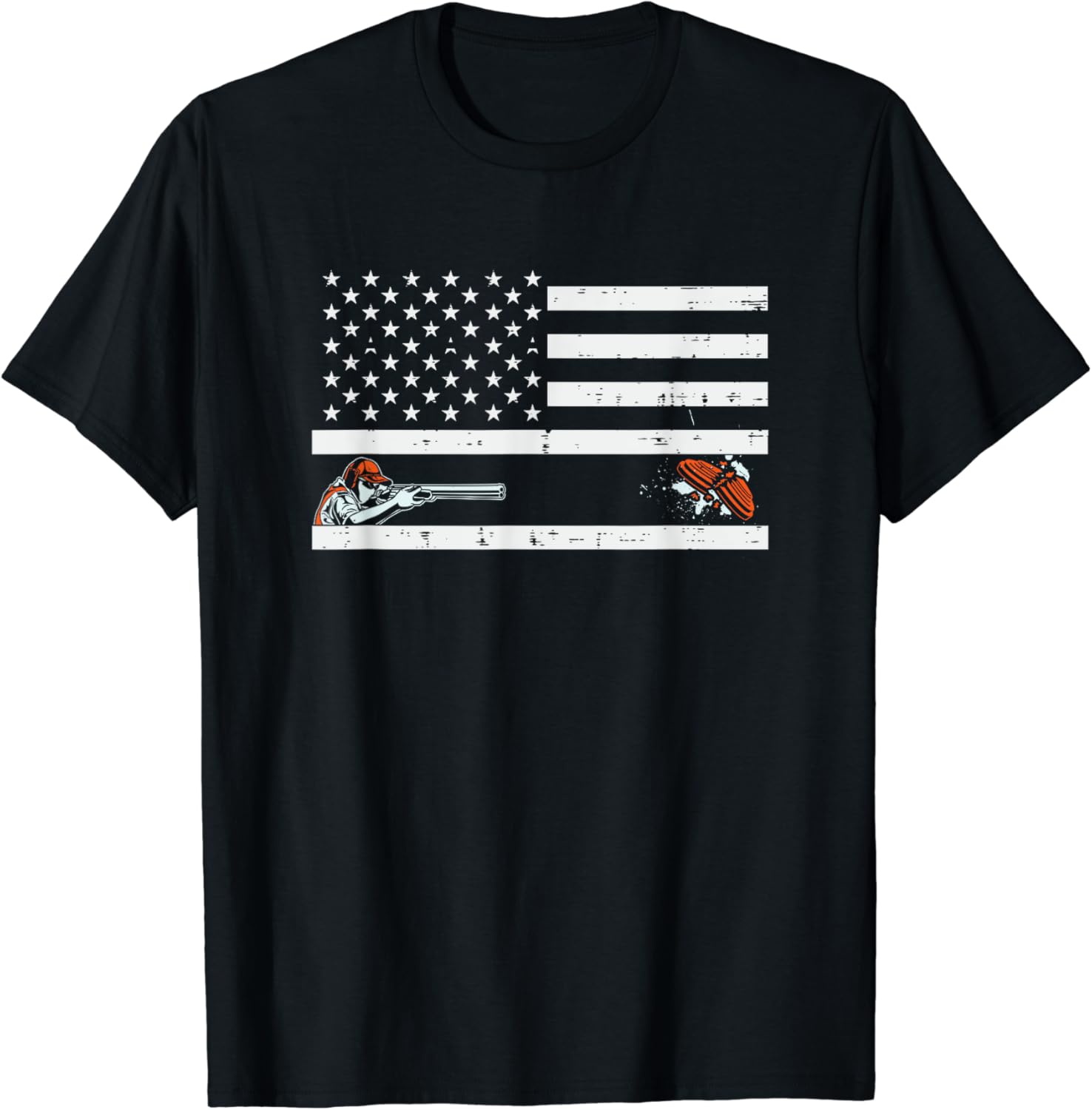 Proud American Skeet Trap Clay Shotgun Shooting - USA Flag T-Shirt
