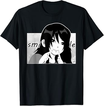 Amazon Com Funny Sweet Manga Happy Big Smile Cute Girl Meme T Shirt Clothing