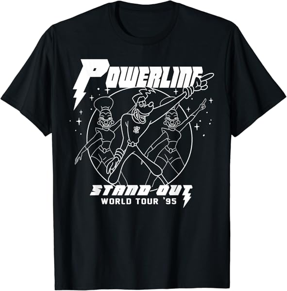 Disney A Goofy Movie Powerline World Tour Outline Poster T-Shirt