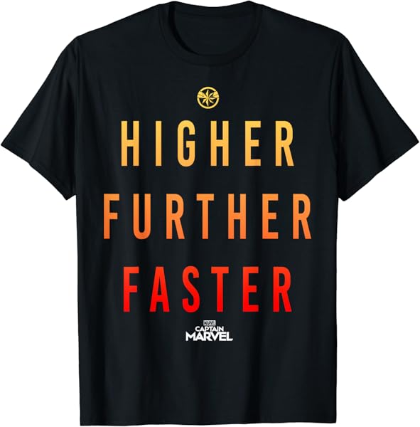 Captain Marvel Higher Further Faster Fade Graphic T-Shirt T-Shirt