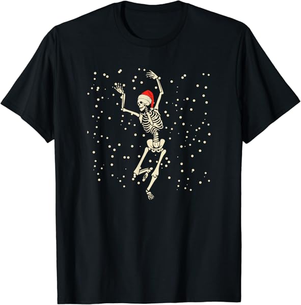 Dancing Skeleton Christmas, Goth Holiday T-Shirt