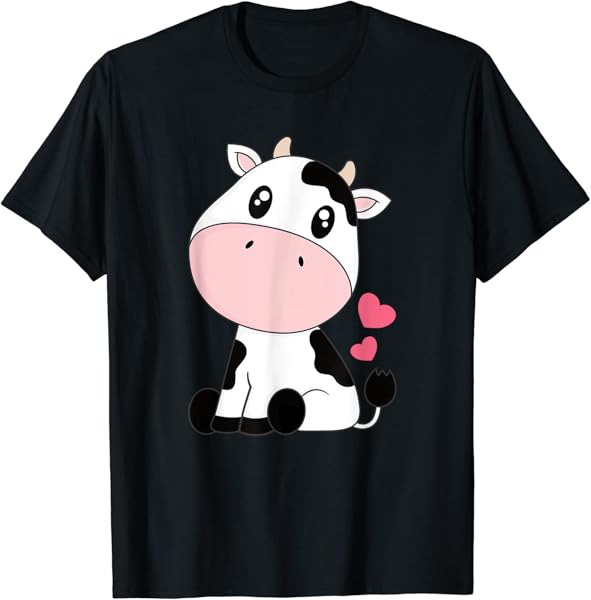 Cute Kawaii Cow Print Black White Cow Animal T-Shirt