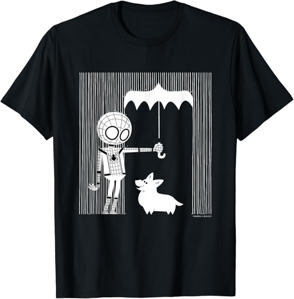 Marvel Spider-Man Far From Home Corgi In The Rain All White T-Shirt