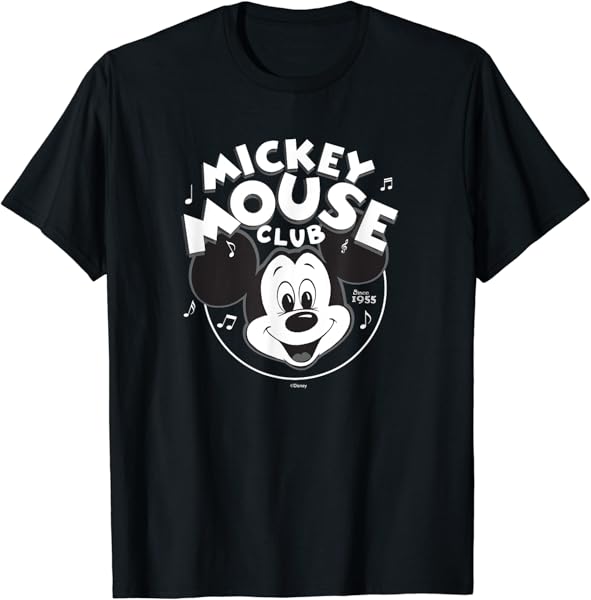 Disney 100 Mickey Mouse Club Logo Black & White Retro D100 T-Shirt