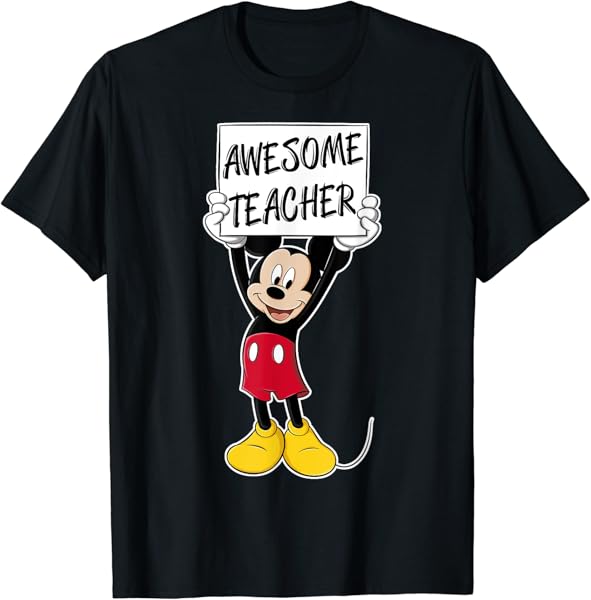 Disney Mickey And Friends Awesome Teacher Vintage Sign T-Shirt