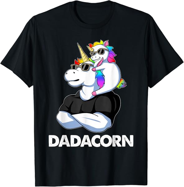 Dadacorn - Unicorn Dad and Baby Christmas Papa Father\'s Day T-Shirt