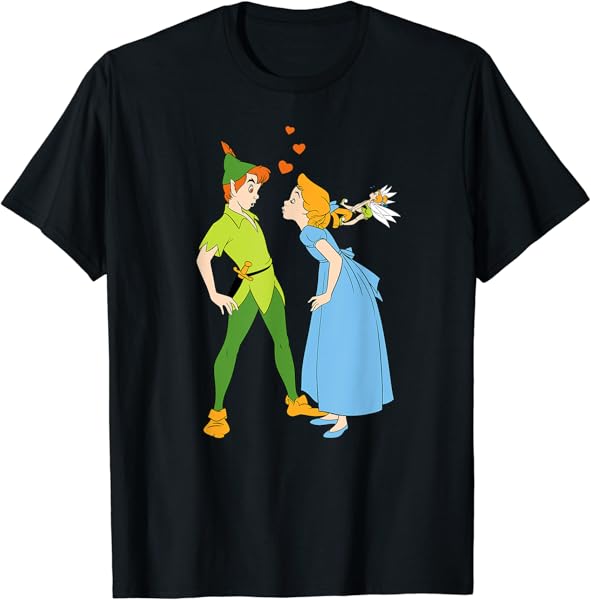 Disney Peter Pan and Wendy Darling Kiss Valentine’s Day T-Shirt