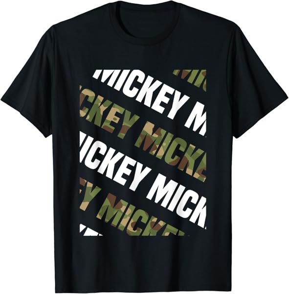 Diagonal Mickey Pattern Design Gift Green Camouflage Print T-Shirt