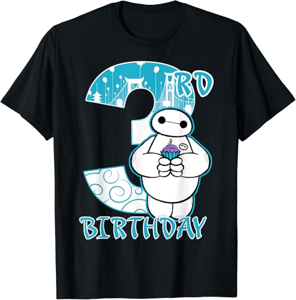 Disney Big Hero 6 Baymax 3rd Birthday Cupcake Portrait T-Shirt