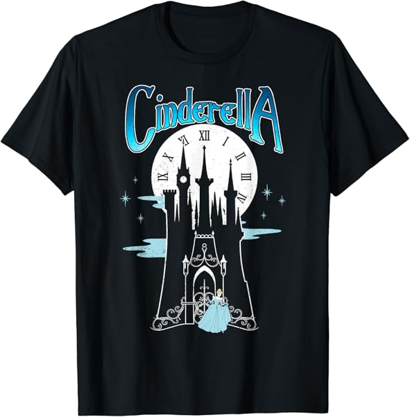 Disney Cinderella Midnight Clock Dark Castle Graphic T-Shirt T-Shirt