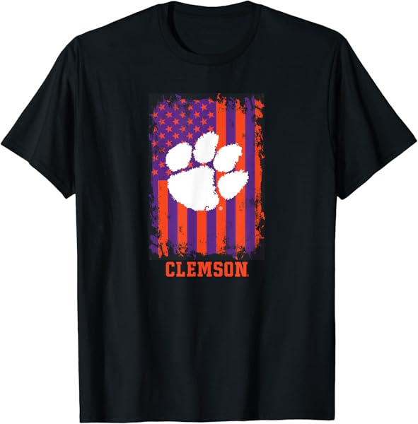 Clemson Tigers Patriotic Retro American Flag T-Shirt
