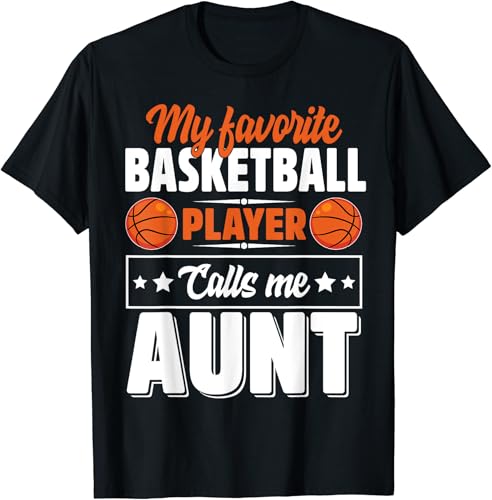 Camiseta para el Día de la Madre My Favorite Basketball Player Calls Me Auntie, Negro, S