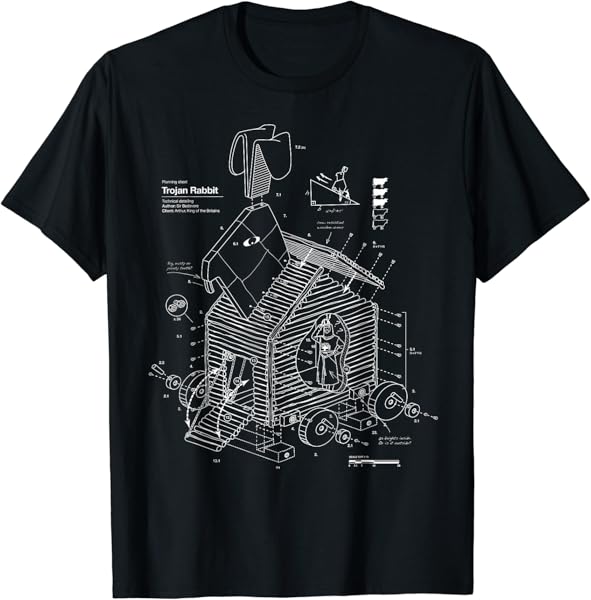 Blueprint Trojan Horse Rabbit Funny T-shirt
