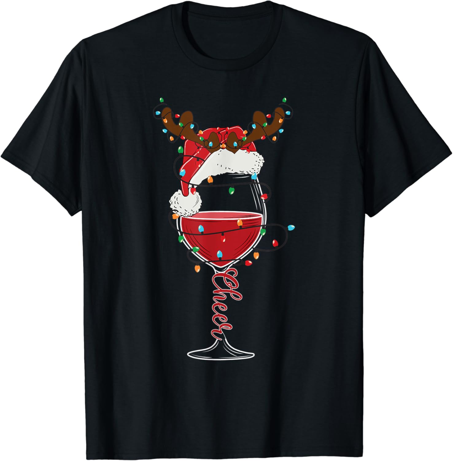 Christmas Red Wine With Glass Santa Hat